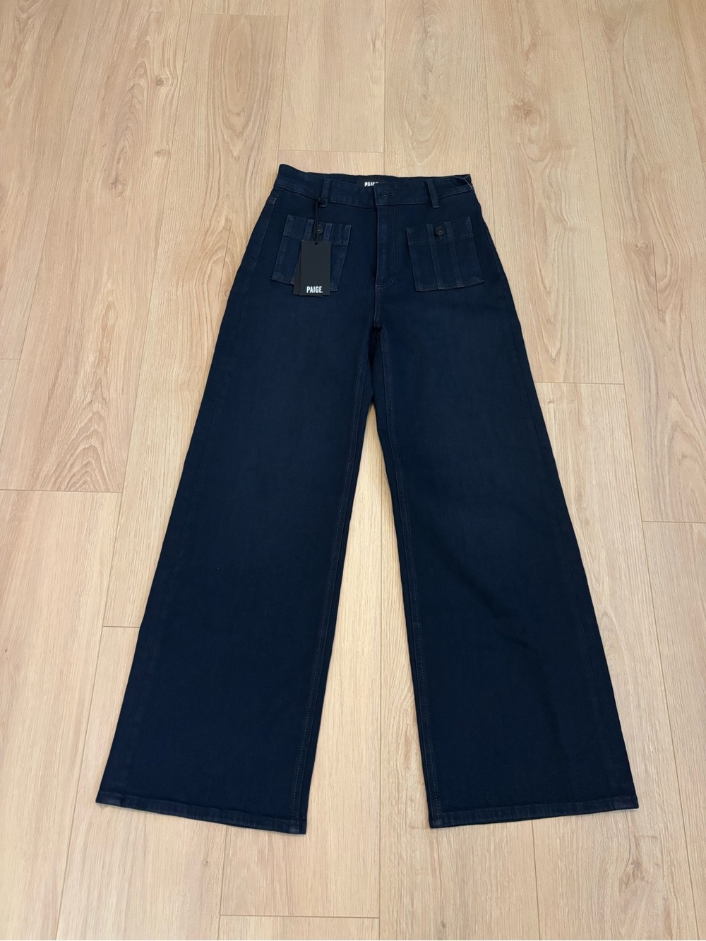 PAIGE Dark Blue Wide Leg Jeans - Picture 4 of 9